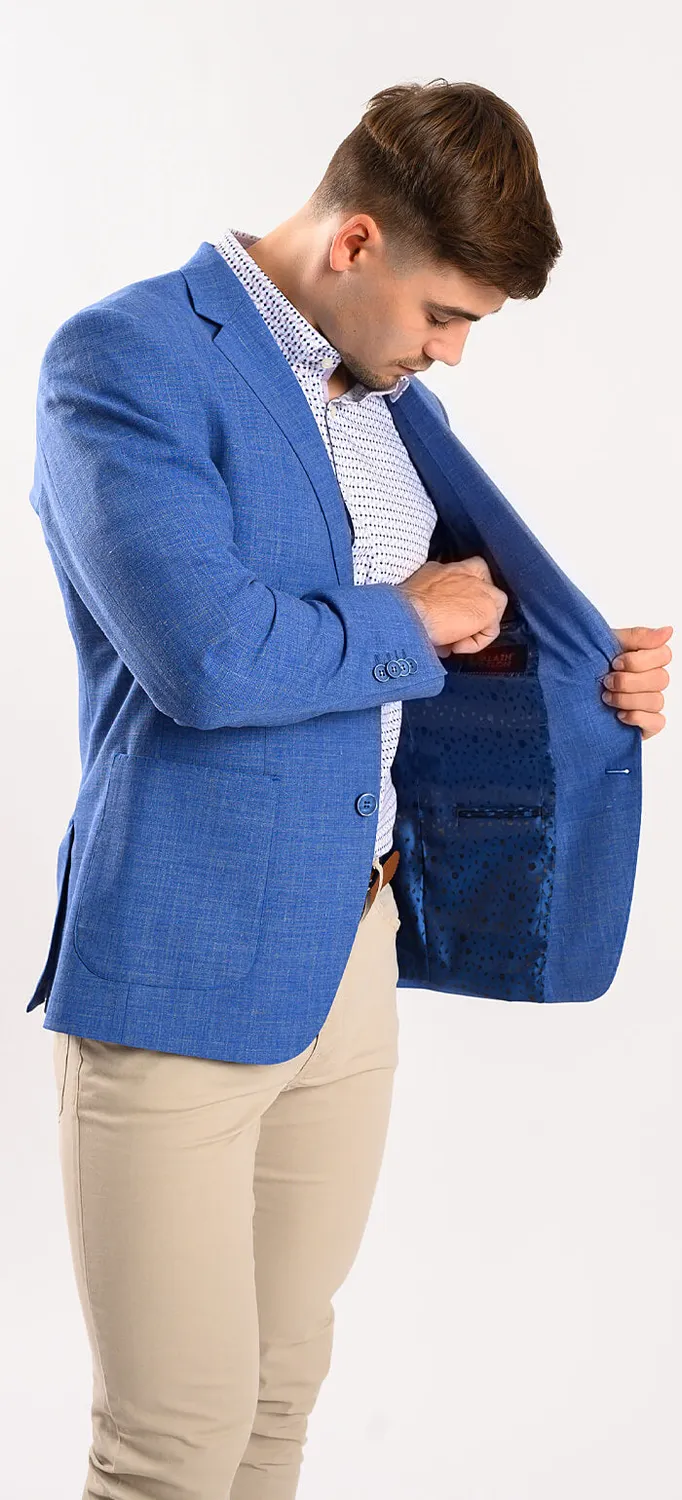 Alain Delon blazer blu royal lino lana estivo