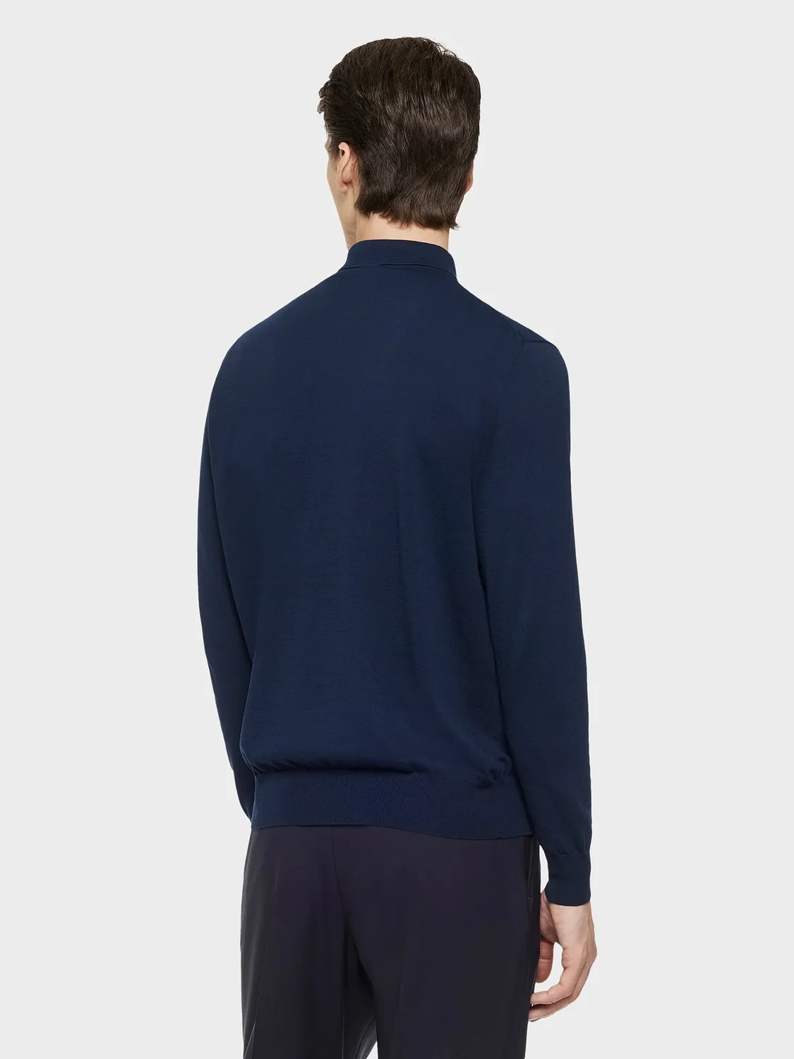 Caruso Butterfly polo cotone blu navy maniche lunghe