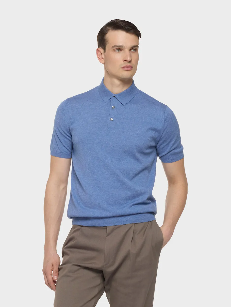 Caruso Polo Maniche Corte Cotone Blu Uomo