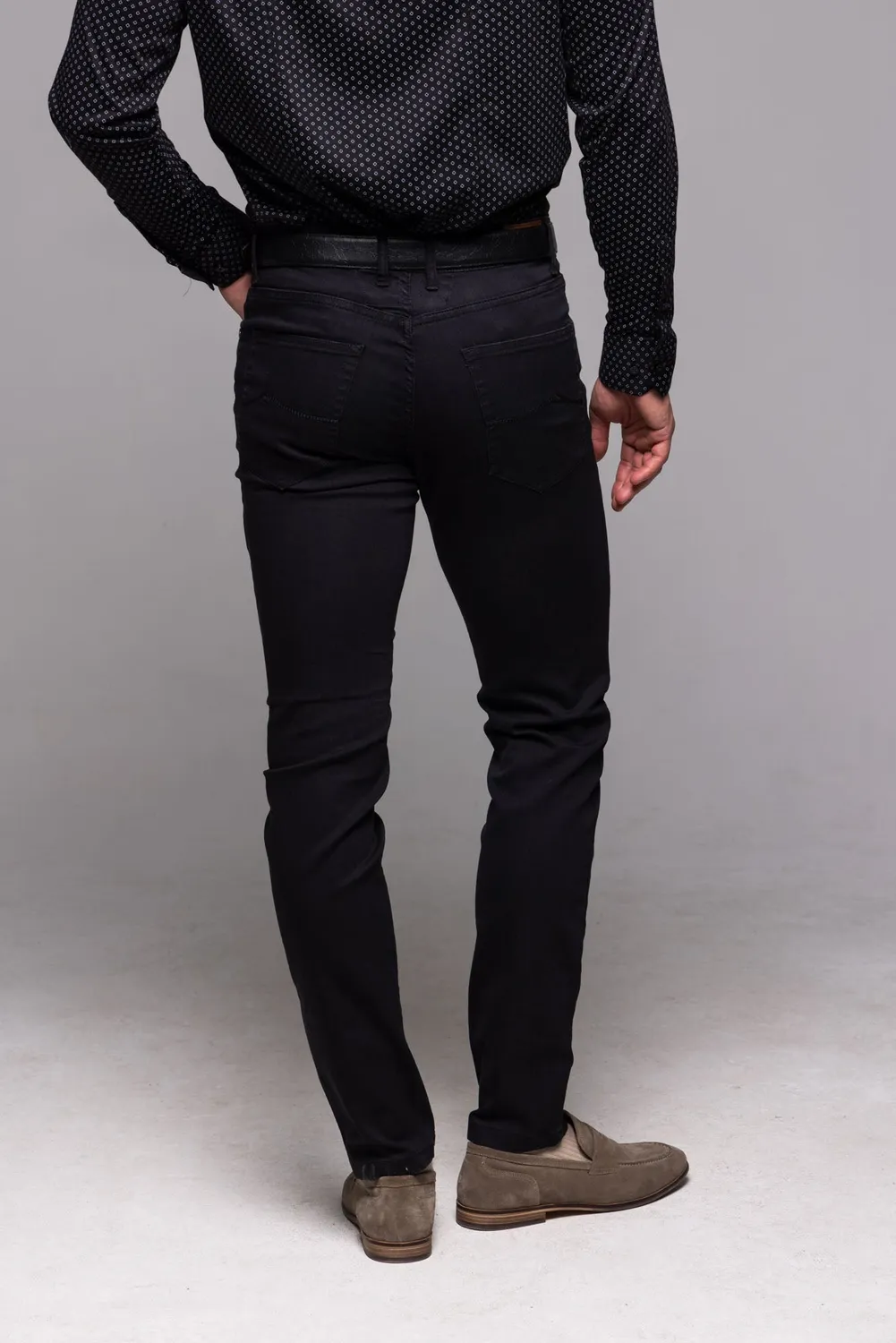Alain Delon jeans nero elasticizzato effetto lavato