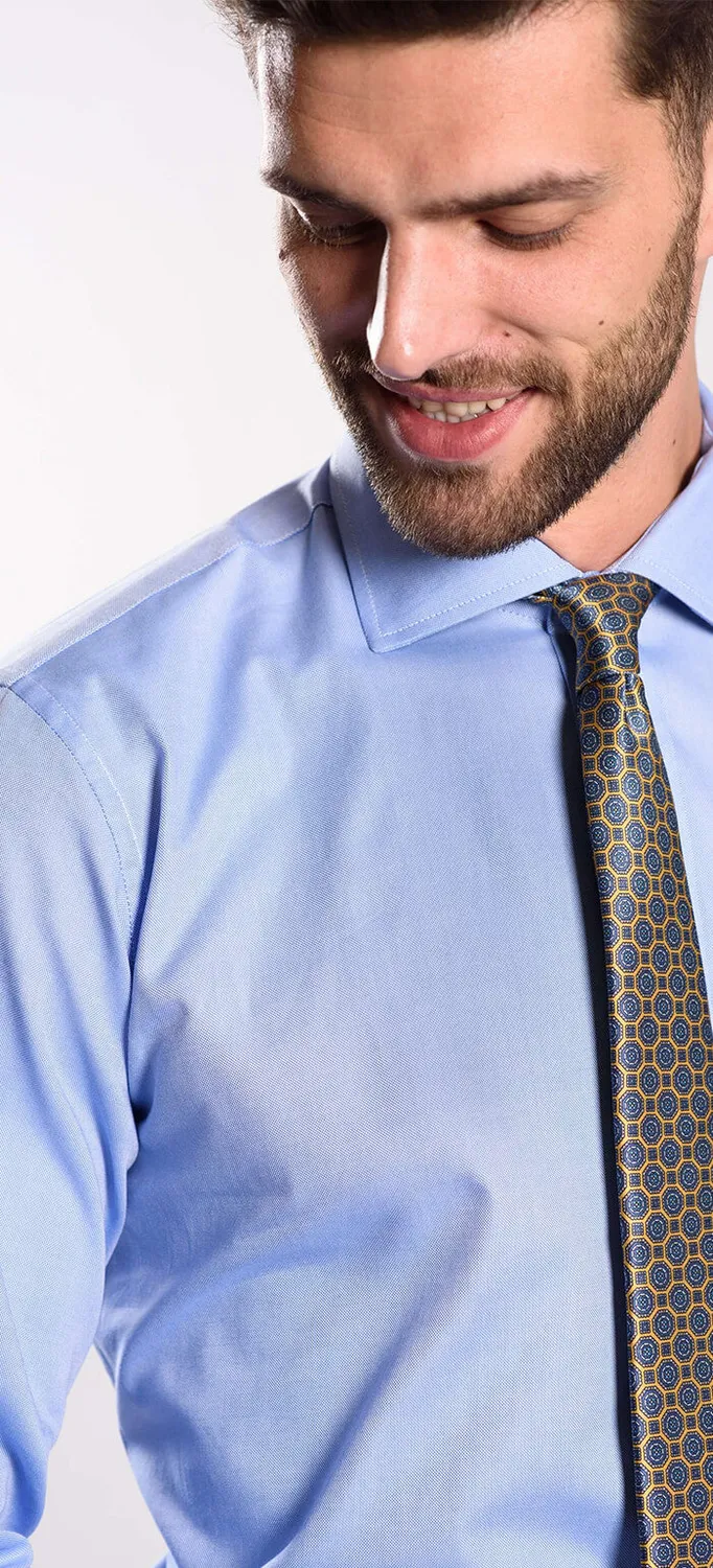 Alain Delon Blue Slim Fit camicia tinta unita blu