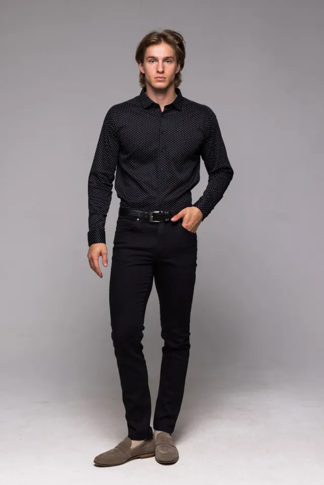 Alain Delon jeans nero elasticizzato effetto lavato