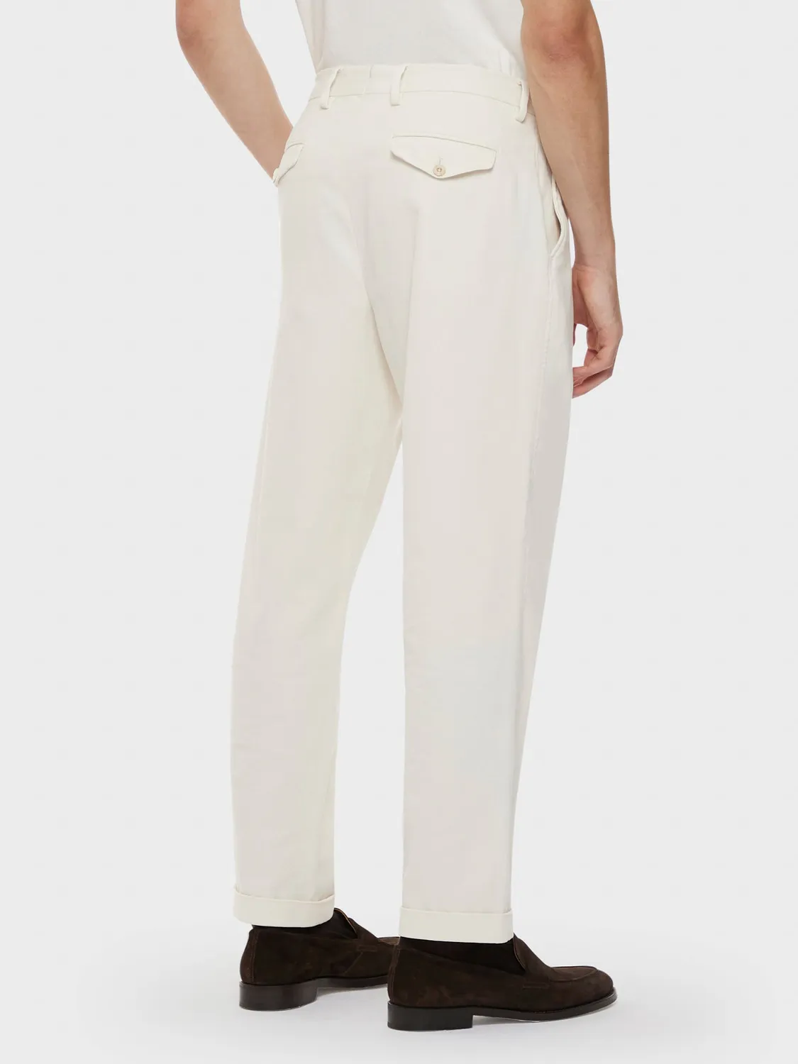 Caruso pantalone in cotone stretch bianco latte
