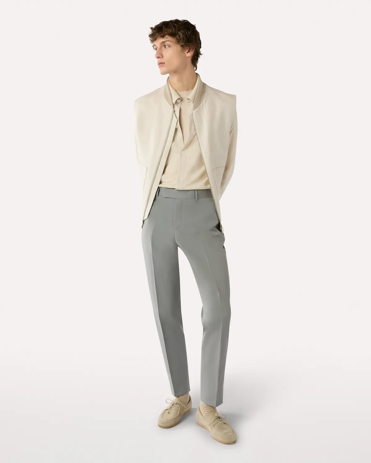 Lardini Camicia Maglia Seta Panna Manica Lunga