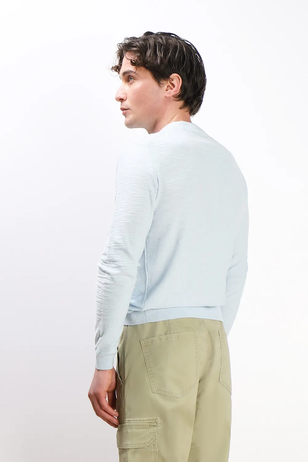 Sonny Bono maglia girocollo slub cielo