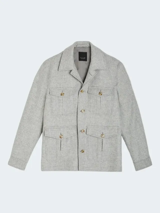 Sand Aiden Safari overshirt uomo lana grigio chiaro