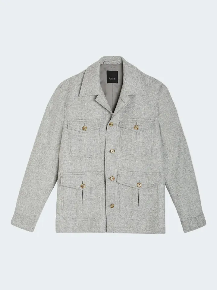 Sand Aiden Safari overshirt uomo lana grigio chiaro