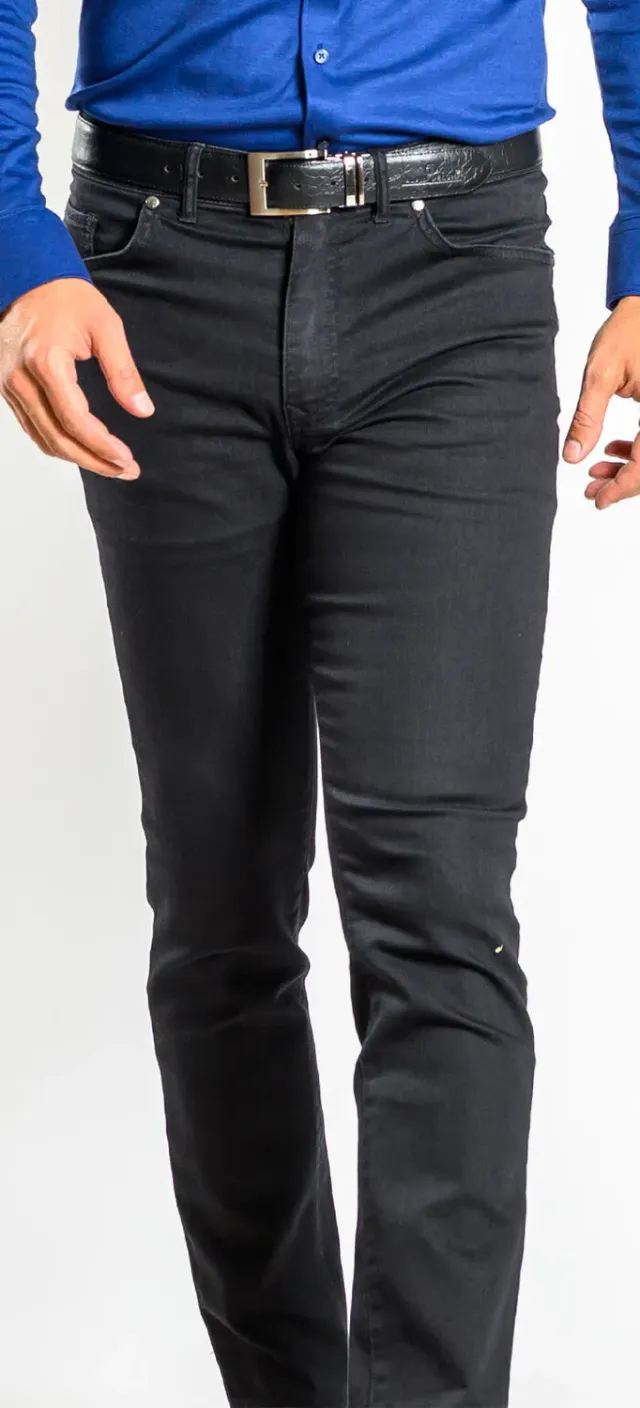 Alain Delon Jeans Uomo Slim Fit Neri Elasticizzati 32/34