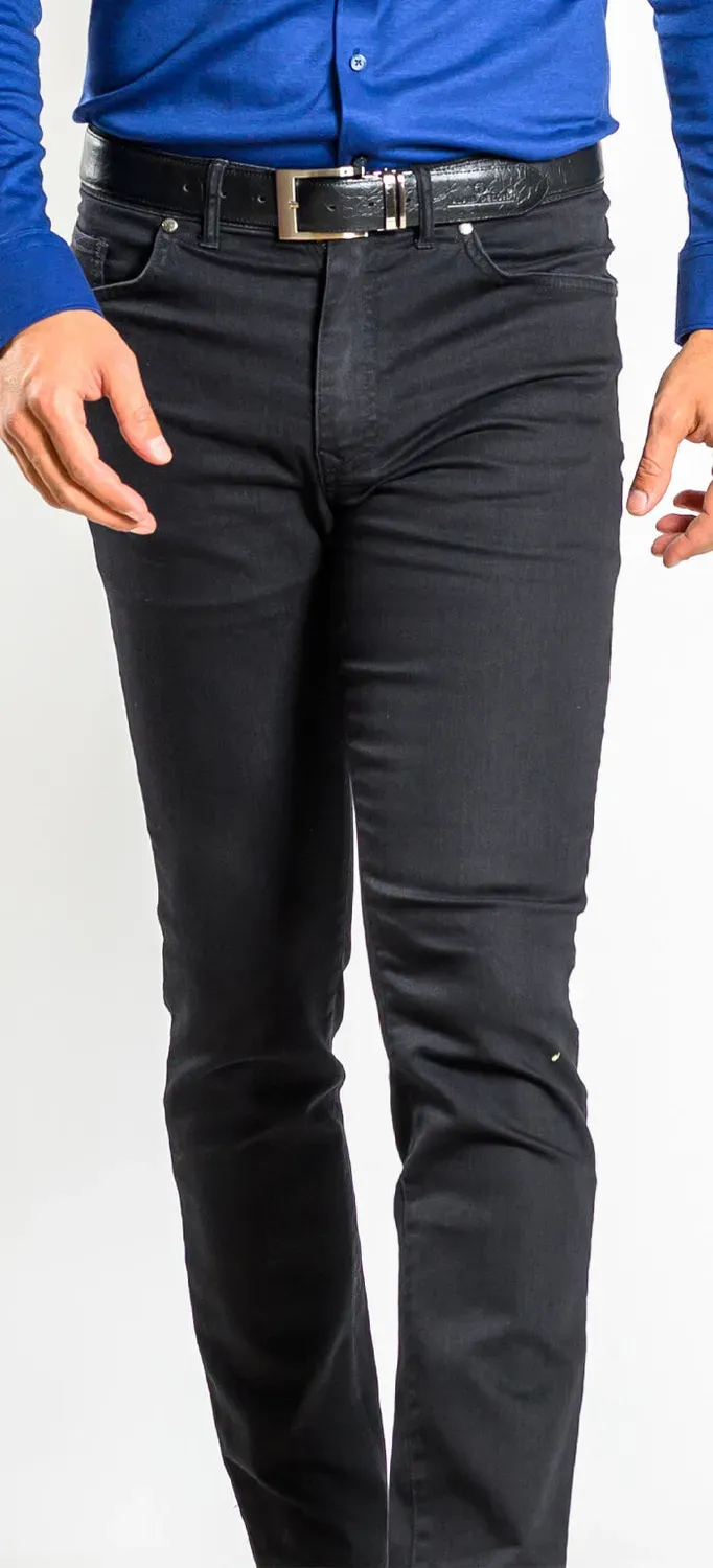 Alain Delon Jeans Uomo Slim Fit Neri Elasticizzati 32/34