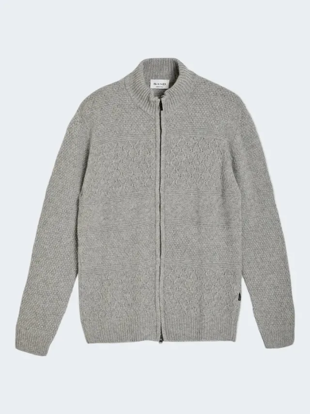 Sand Menswear Ingram 5698 maglia zip lana grigia