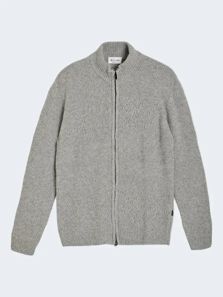 Sand Menswear Ingram 5698 maglia zip lana grigia