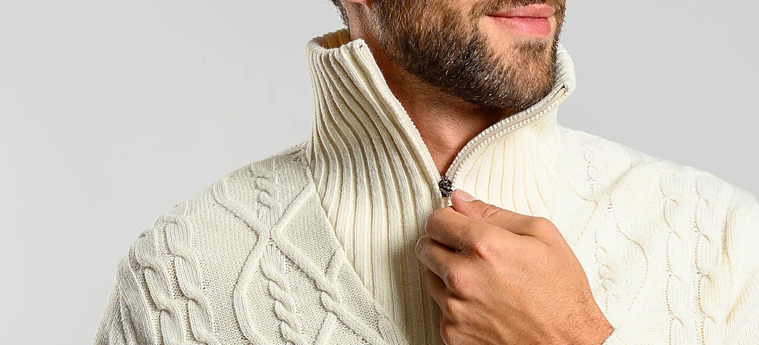 Alain Delon Beige maglione lana merino beige zip M L