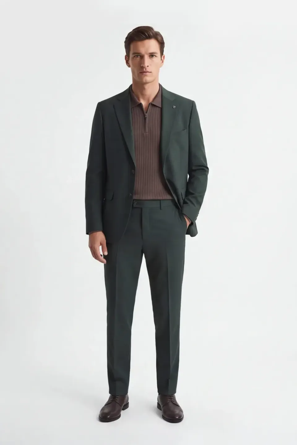 Sonny Bono Pantalone da Abito Verdone Elasticizzato