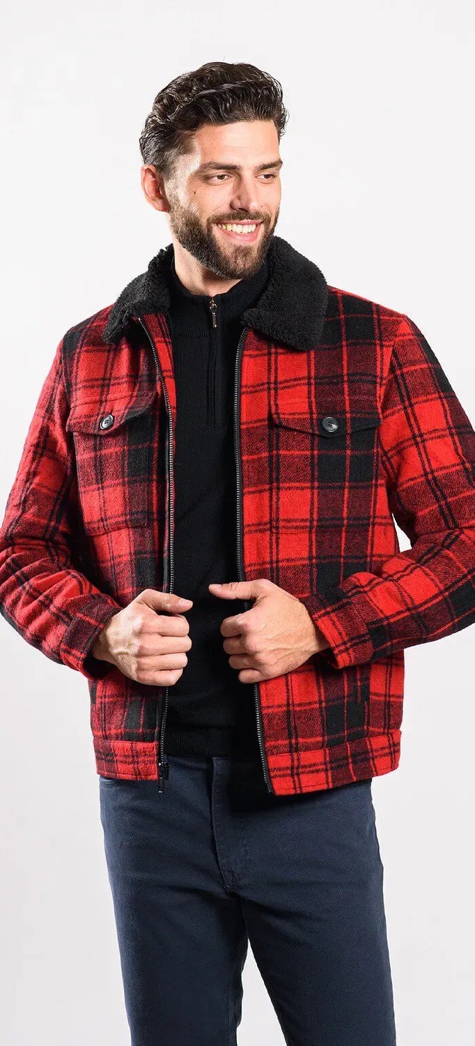 Alain Delon giacca flanella rossa quadri slim fit