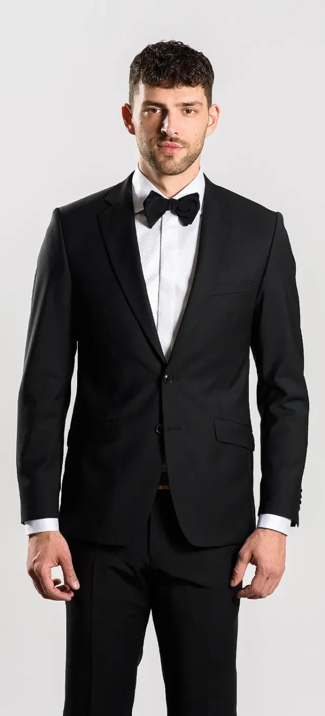 Alain Delon Abito Nero Slim Fit Antipiega