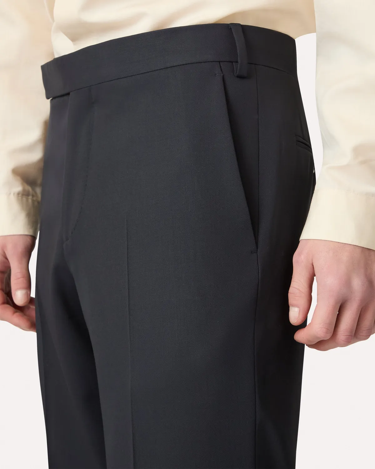 Lardini Pantalone Blu Crepe Gabardine Stretch Senza Pieghe