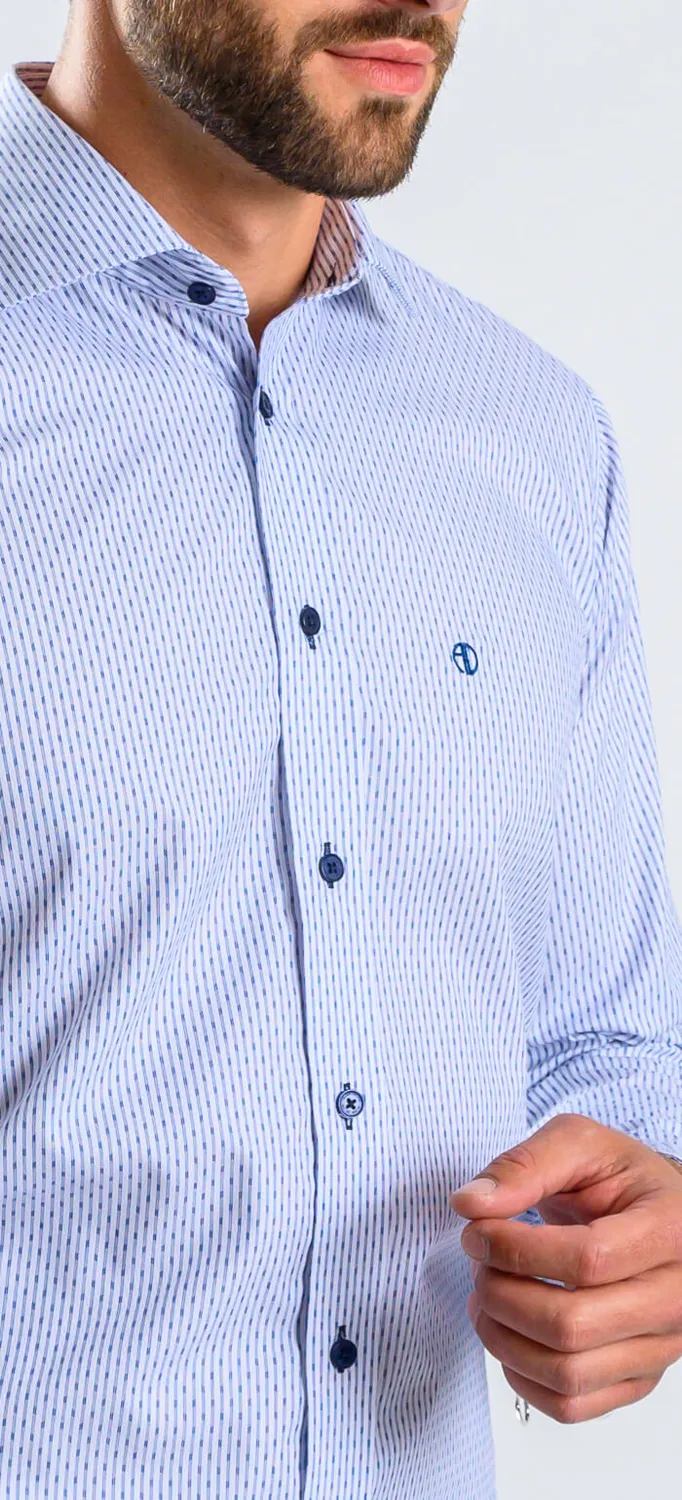 Alain Delon camicia bianca slim fit righe blu cotone