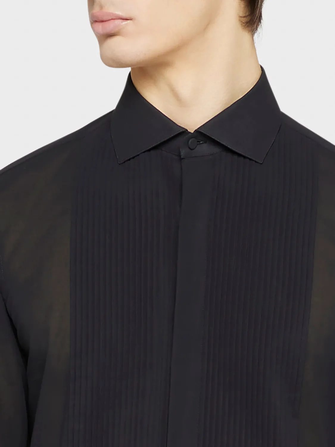Caruso camicia slim cotone nero popeline sera
