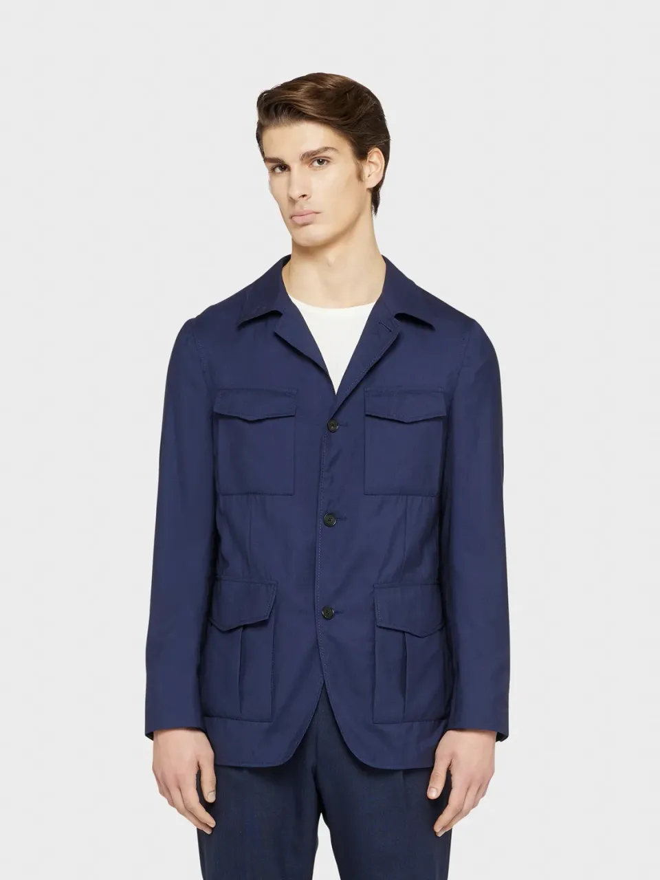 Caruso Nuage sahariana lana seta blu 180's tasche