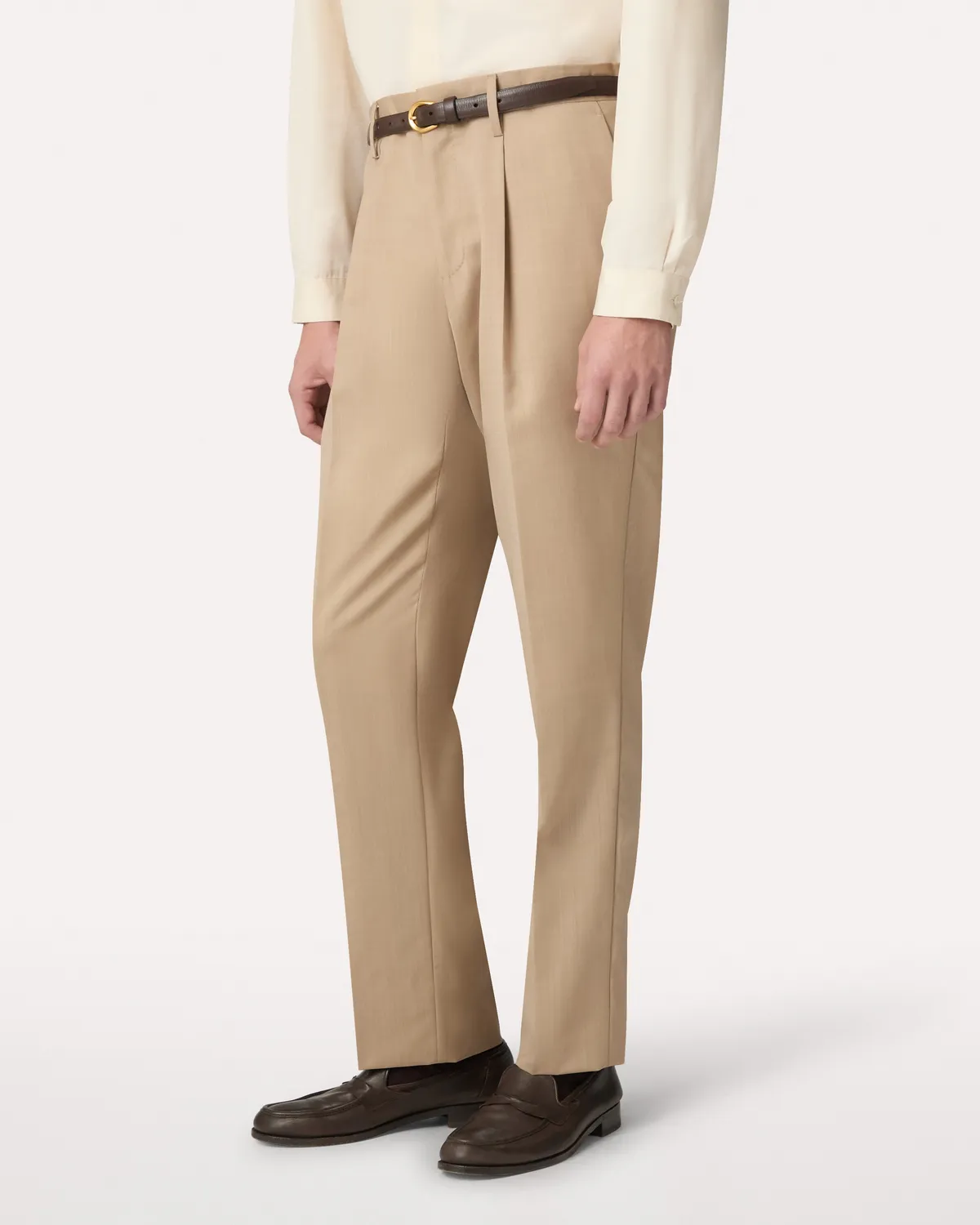 Lardini pantalone lana cammello con piega