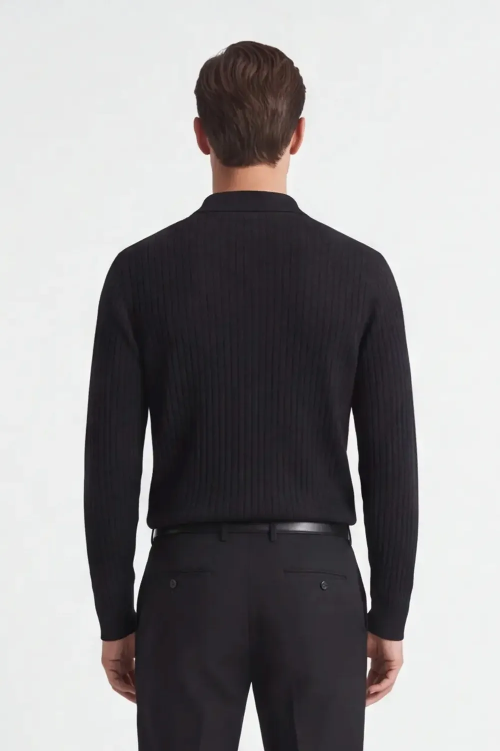 Sonny Bono maglia polo mezza zip nera costina