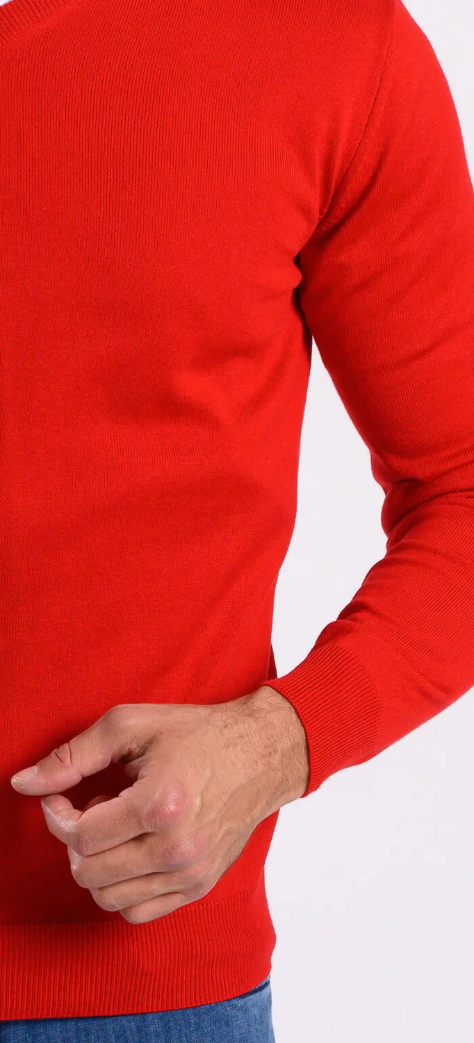 Alain Delon maglione rosso scollo V cotone