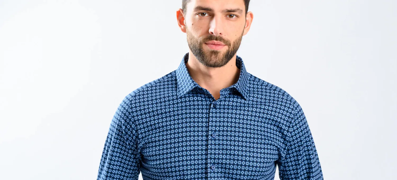 Alain Delon camicia extra slim fit blu navy L jersey