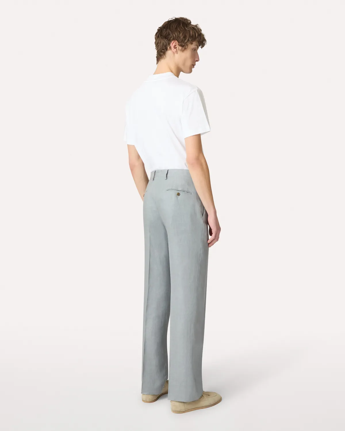 Lardini Pantalone Grigio in Twill Senza Pieghe