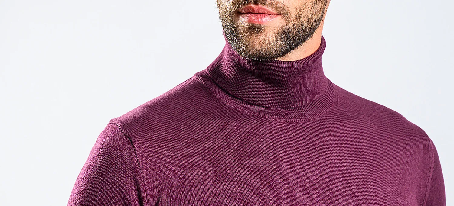 Alain Delon Eggplant dolcevita melanzana cotone