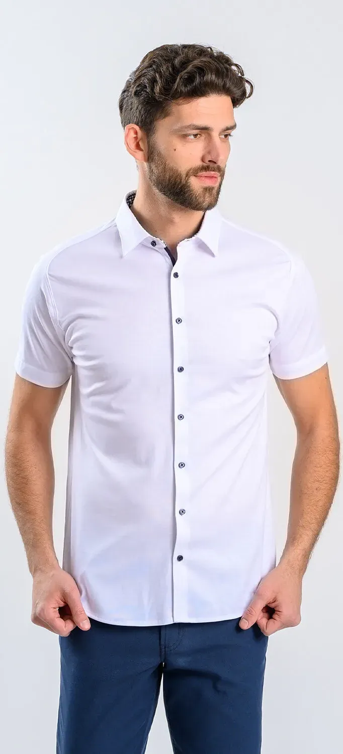 Alain Delon Camicia extra slim bianca manica corta cotone