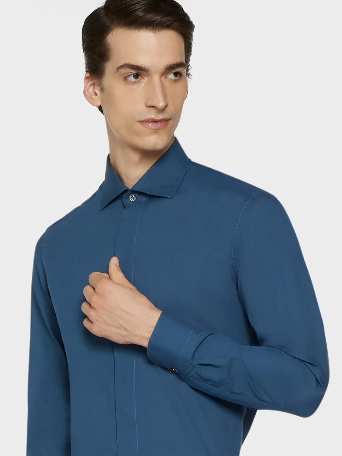Caruso camicia slim cotone blu notte