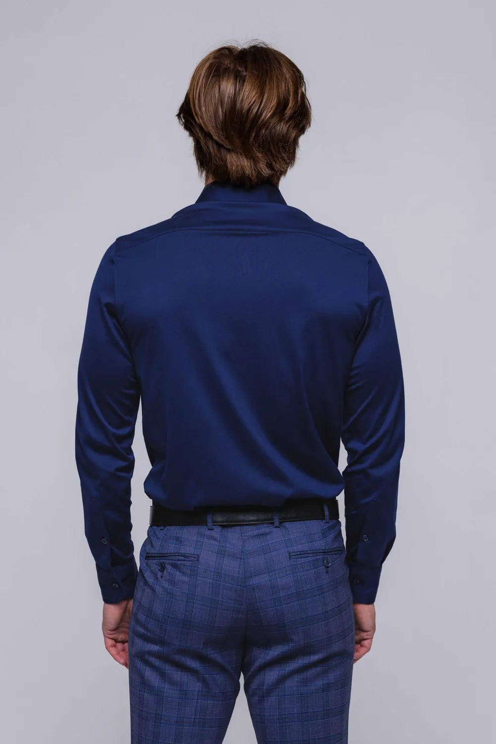 Alain Delon camicia blu extra slim stretch jersey