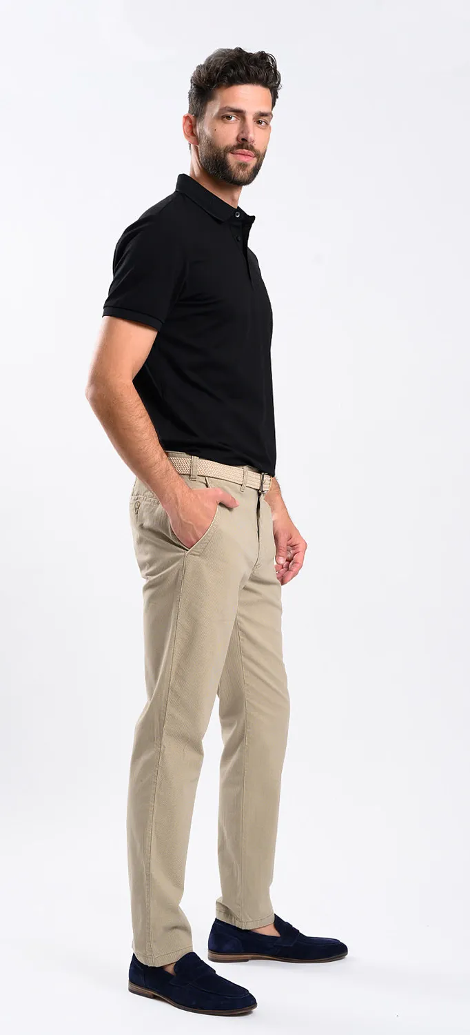 Alain Delon chinos slim sabbia fantasia cotone lyocell
