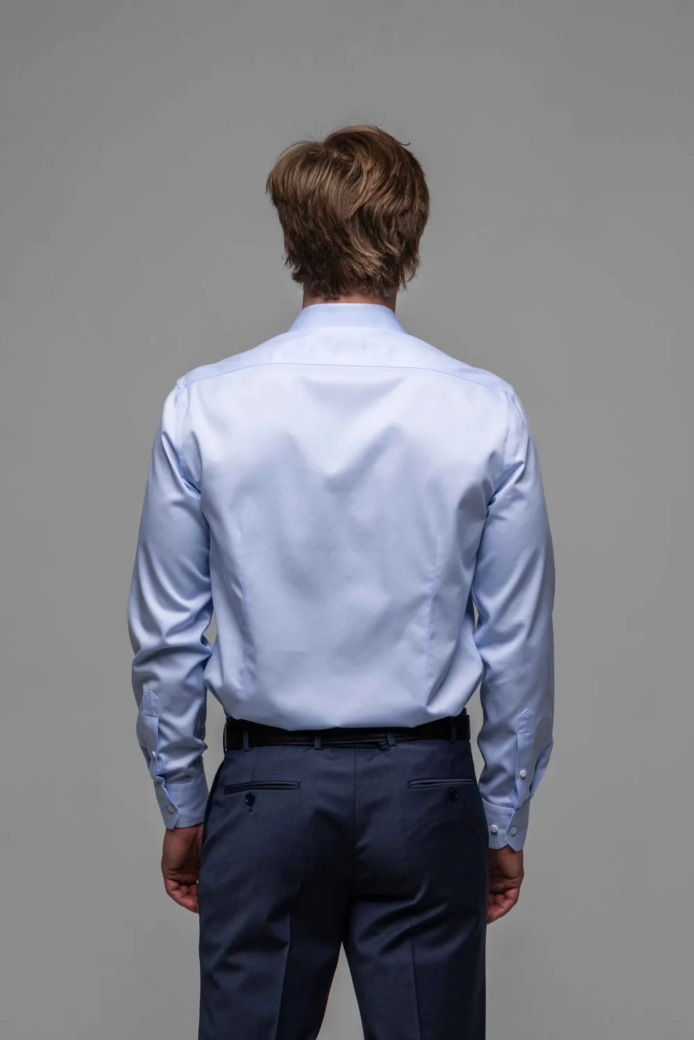 Alain Delon camicia blu extra slim fit elegante cotone