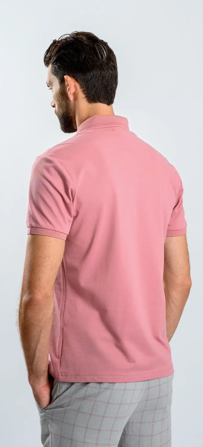 Alain Delon polo rosa slim fit manica corta cotone