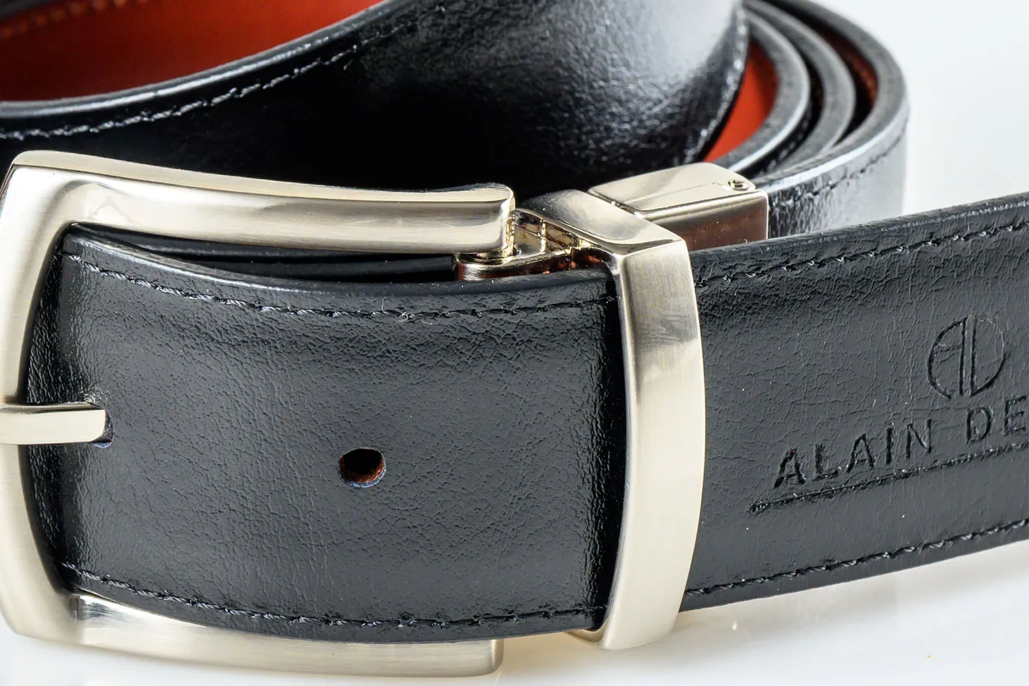 Alain Delon cintura pelle reversibile 110 cm doppia