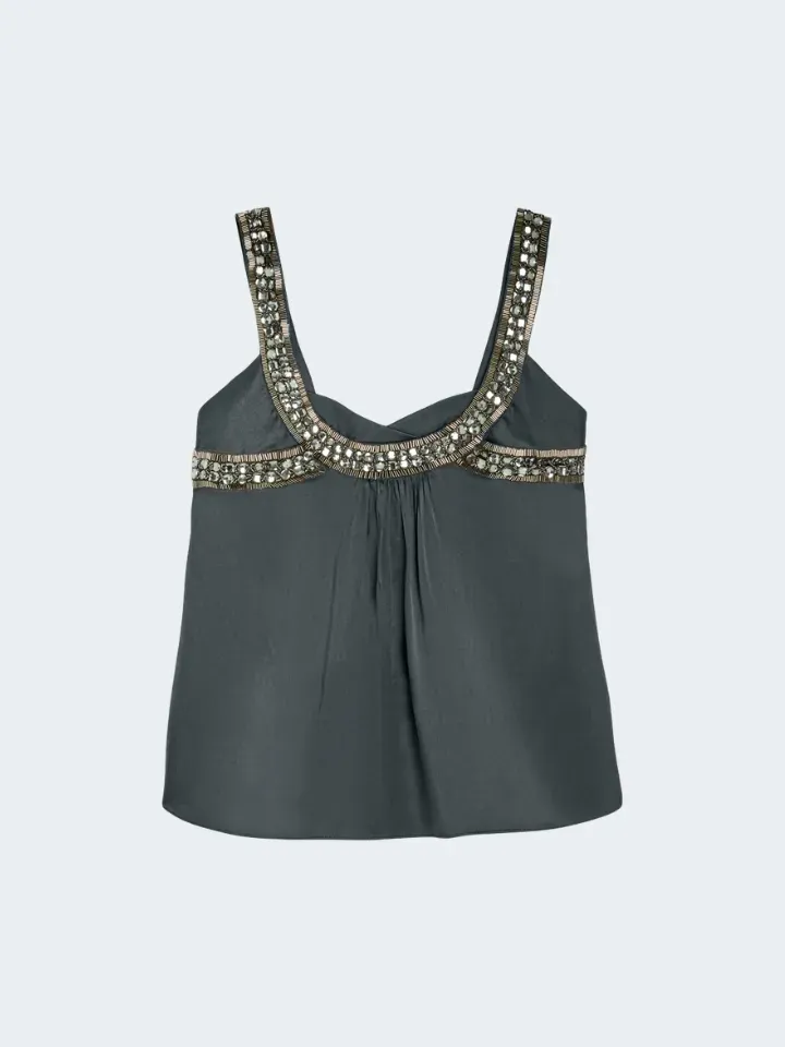 Sand Treasure Jora 3176 Top Seta Grigio Grafite