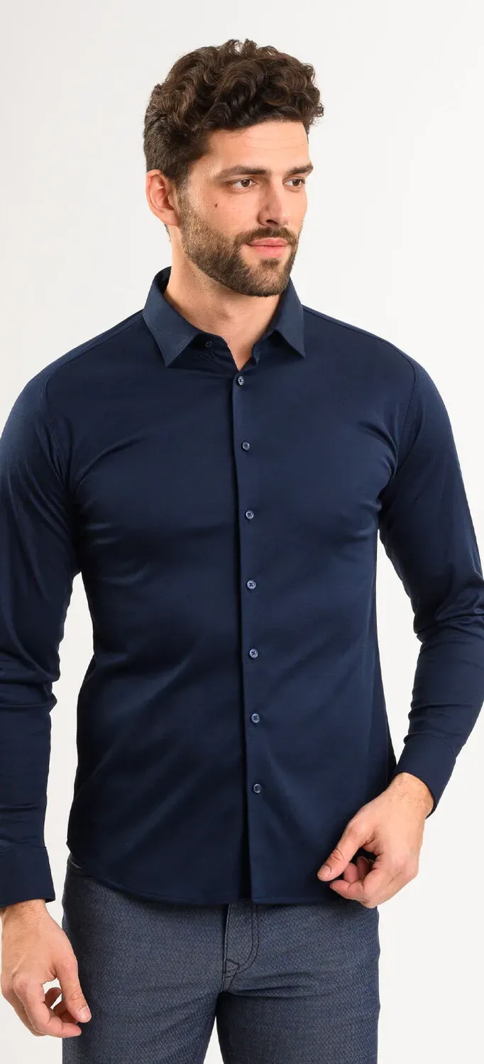 Alain Delon Camicia Blu Stretch Extra Slim S jersey
