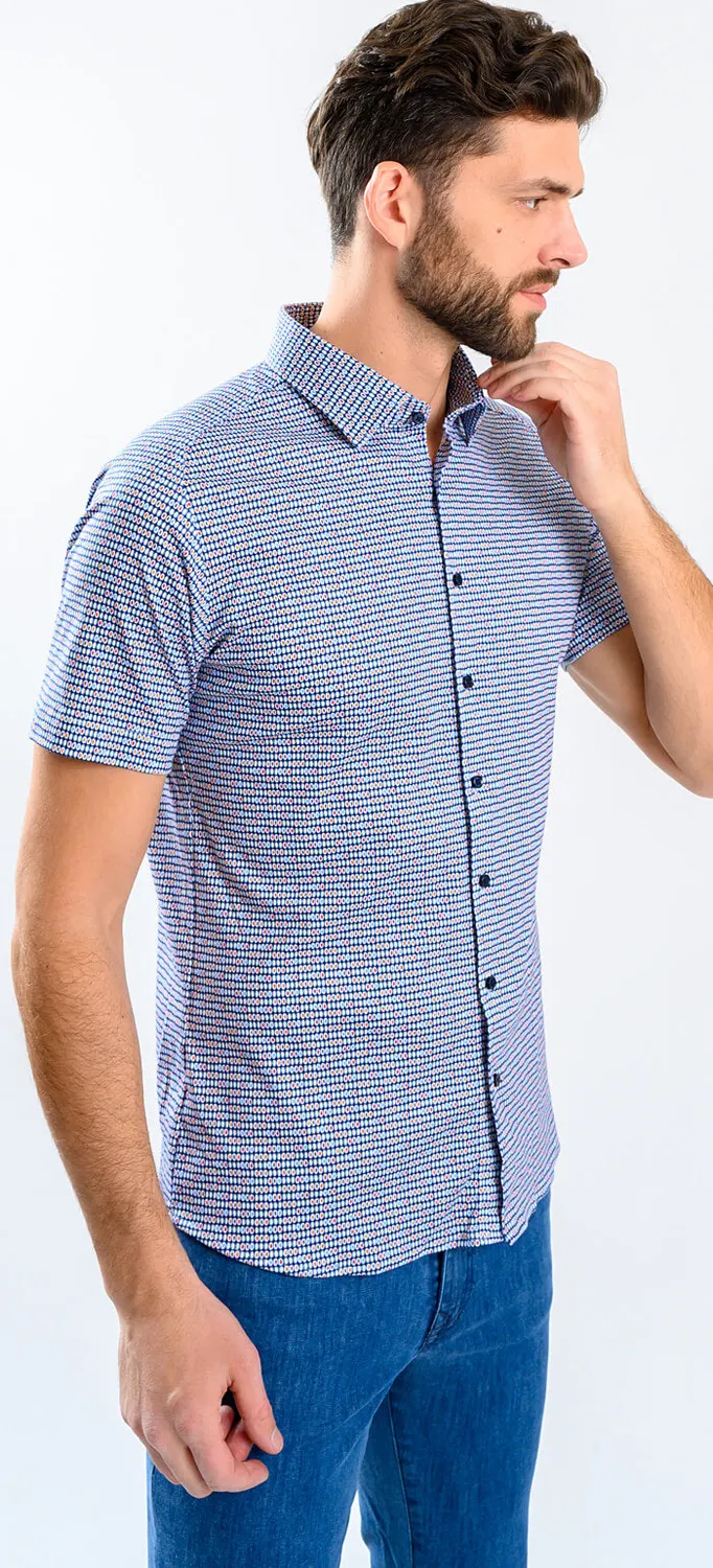 Alain Delon camicia manica corta extra slim fantasia jersey