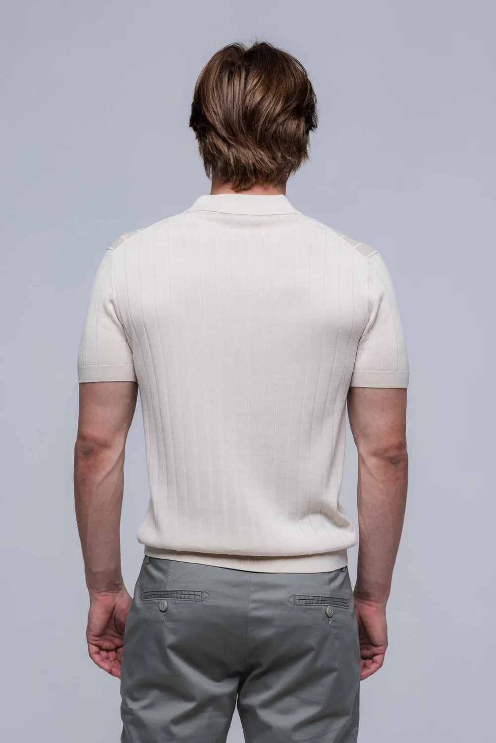 Alain Delon polo maglia beige senza bottoni M
