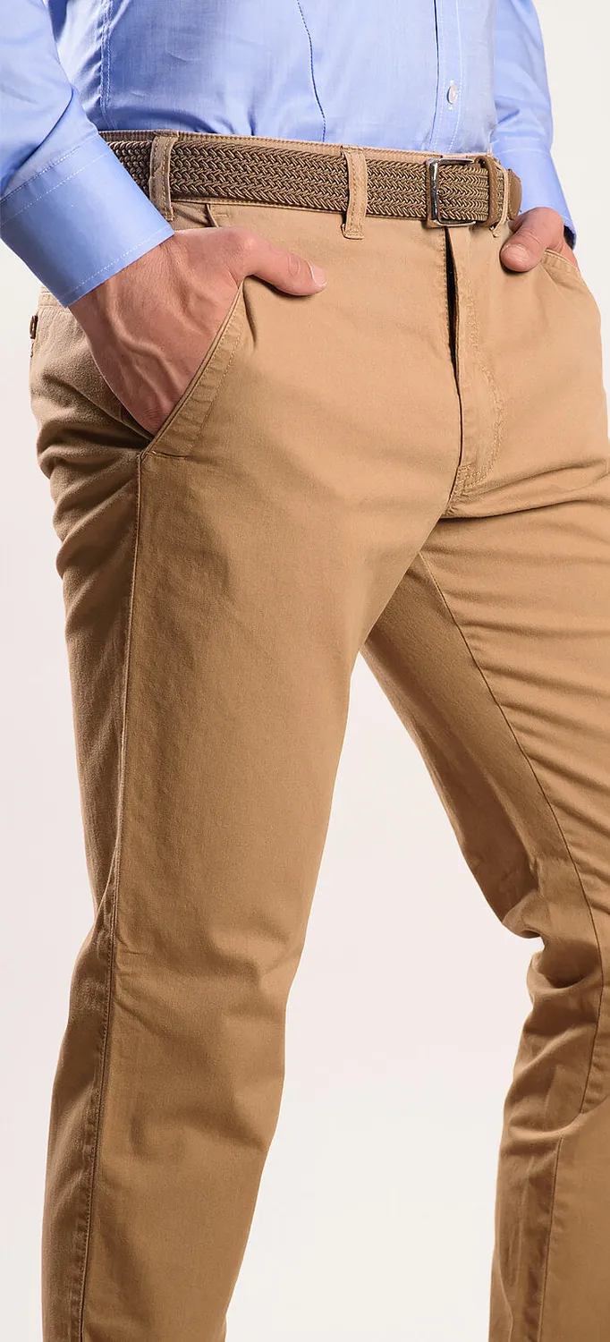 Alain Delon chino slim fit marrone cotone elasticizzato
