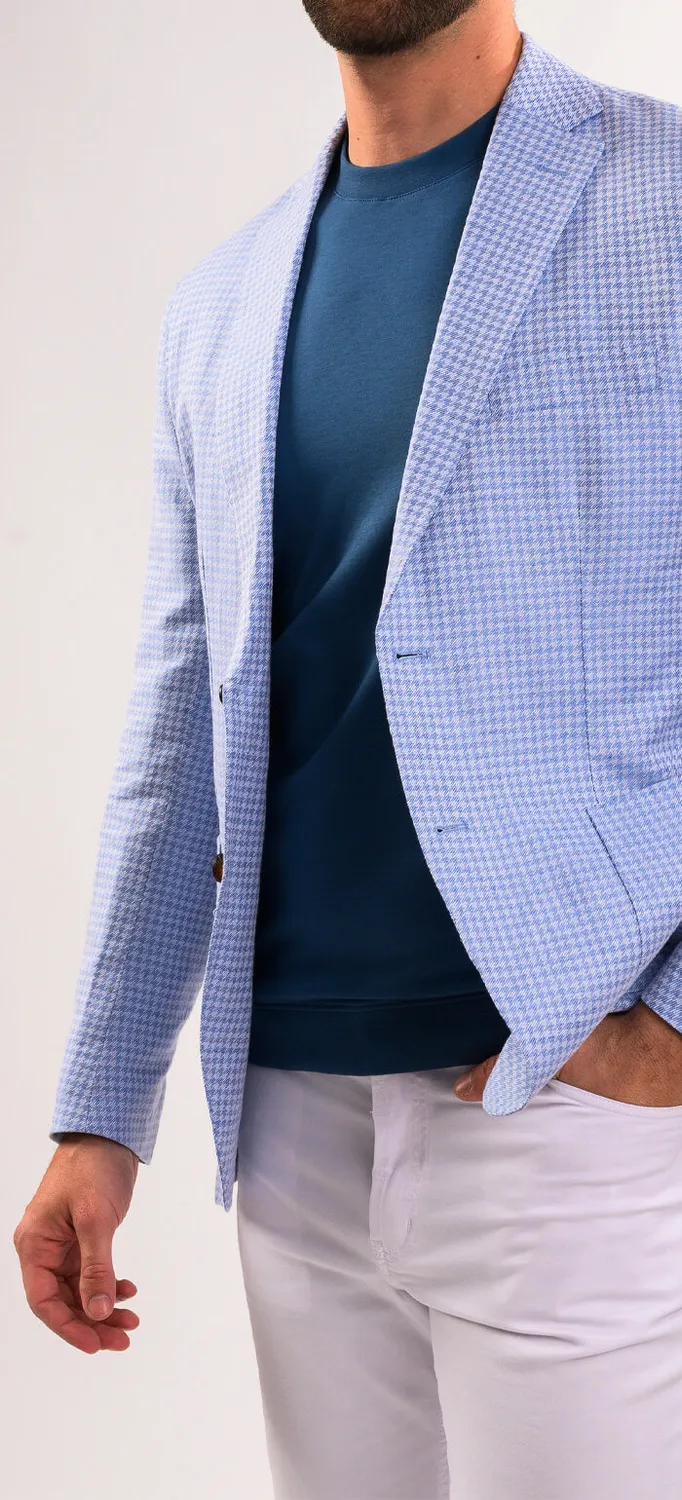 Alain Delon giacca estiva azzurra pied-de-poule
