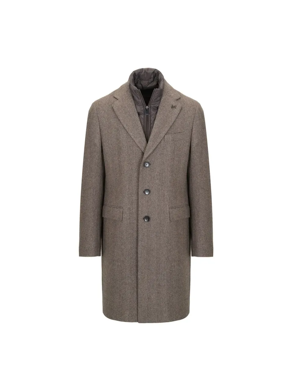 Paoloni Cappotto pettorina chevron marrone lana cashmere