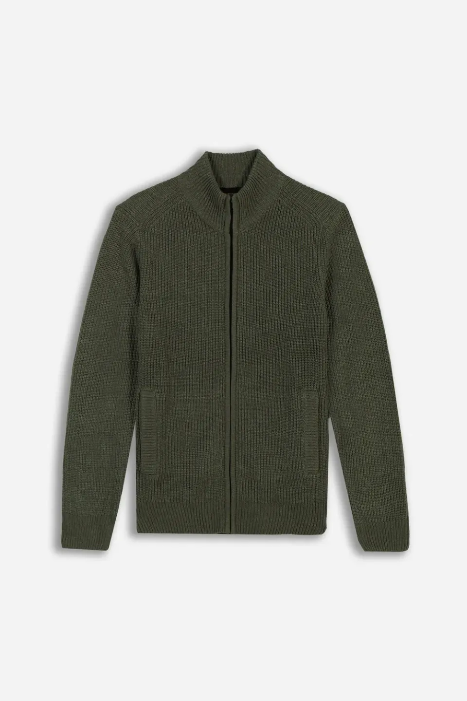 Sonny Bono Full Zip Collo in Piedi maglia verde militare