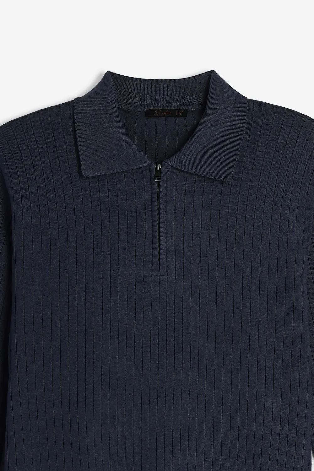 Sonny Bono maglia a costina collo polo mezza zip blu