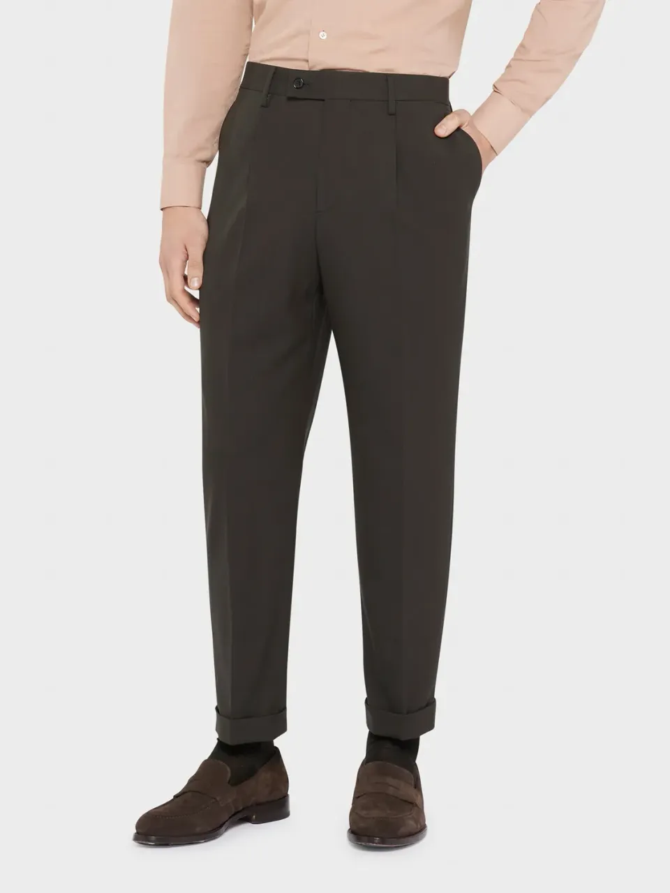 Caruso Houdini Pantalone Tropical Lana Carbone