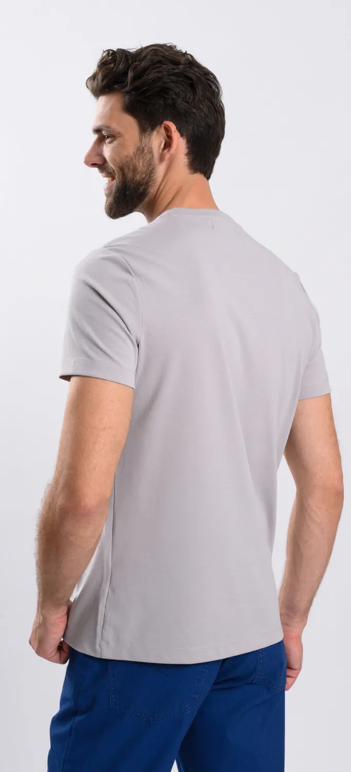 Alain Delon t-shirt grigia tinta unita girocollo cotone
