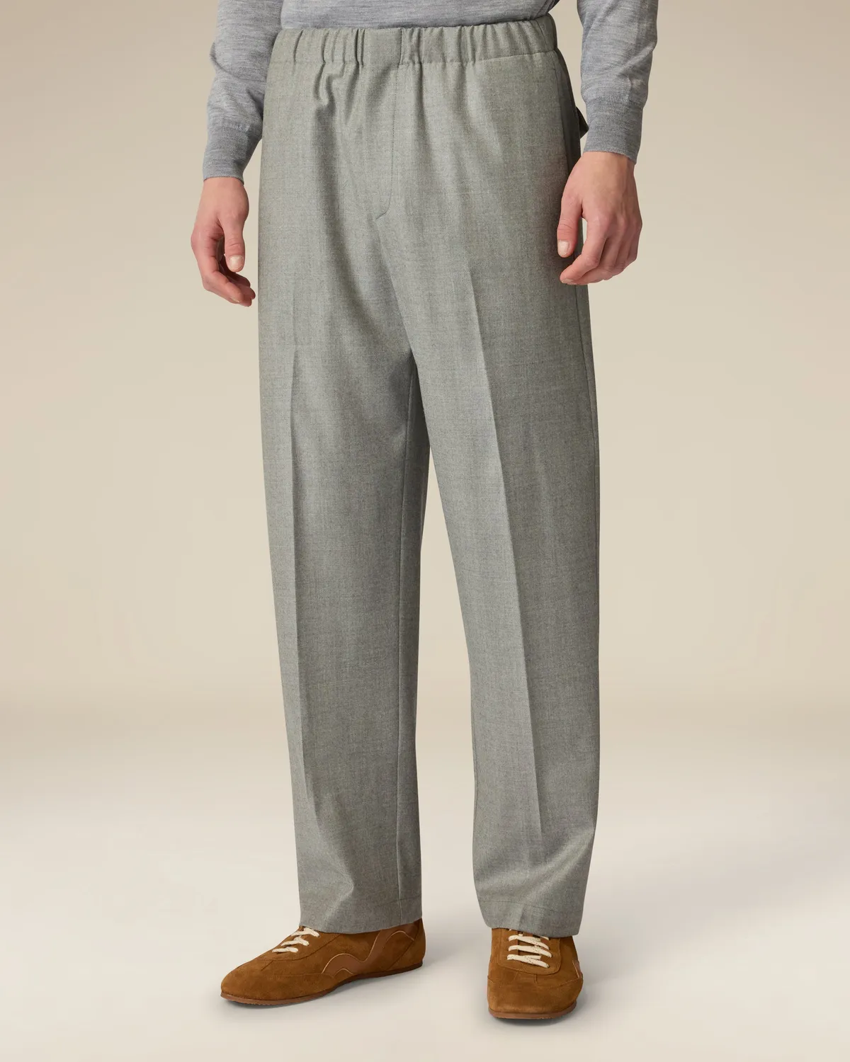 Lardini Pantalone Flanella Cashmere Grigio Senza Pieghe