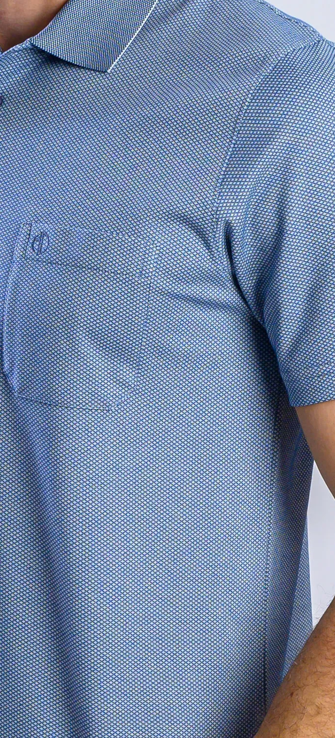 Alain Delon Blu polo slim fit manica corta micropima