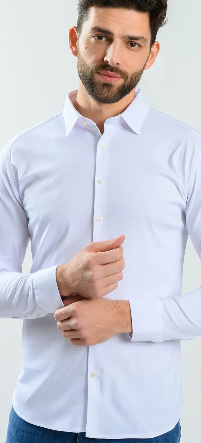 Alain Delon camicia bianca Extra Slim Fit stretch no-stiro
